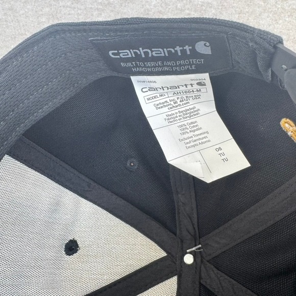 Carhartt Firm Duck Flat Brim Cap Black Force Sweatband One Size AH1604M - Picture 5 of 6